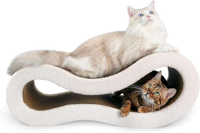 Cloud Lounge Cat Scratching Pad, Reversible Scratch Board with Natural Curves for Freestyle Scratching & Ergonomic Support, Extra Wide Cat Bed for Large Cats, Premium Cardboard & Cozy Fabric by PetJoJo