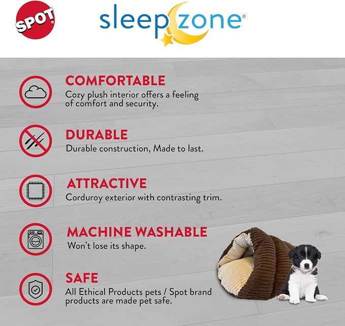 SPOT Sleep Zone Cuddle Cave - Cat Cave Bed for Indoor Cats and Mini Dogs, Durable, Comfortable, Washable for Kittens and Puppies Under 10 lbs and 12 inches Long, Corduroy Brown - Image 7