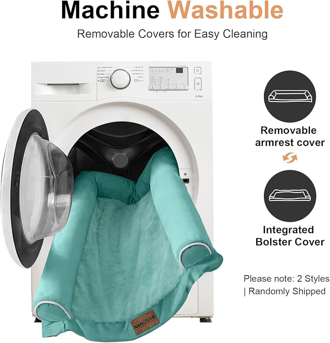 NANUYA Orthopedic Dog Bed for Jumbo Dogs, 53 x 42 Inch, Aqua Blue | Egg crate foam for joint support, 3-sided bolster pet sofa, waterproof lining, washable cover, and non-skid base - Image 7
