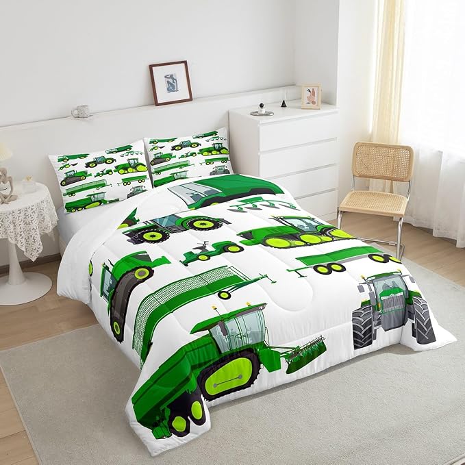 Tractor Bedding Set Twin Size Equipment Trucks Comforter Excavator Comforter Set for Child Kids Boys Teens Construction Site Car Quilt Set for Car Theme Room Bedroom Dorm Decor with 1 pillow case - Image 5