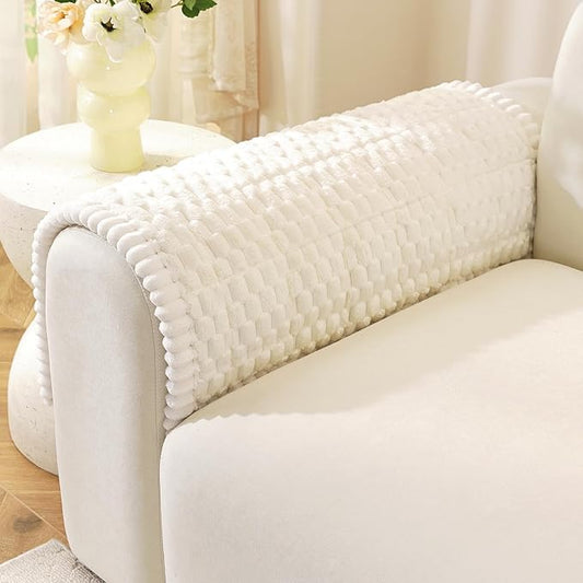 OstepDecor Couch Cover for Dogs, Washable Non Slip Sofa Cover for Pets, Soft Couch Covers for Sofa, Loveseat and Sectional, Furniture Protector Against Pet Hair & Scratches (20" x 24", White) by OstepDecor