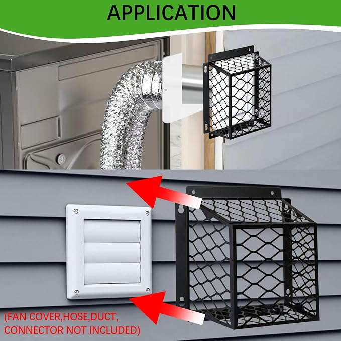 Dryer Vent Cover Outside,Dryer Vent Bird Guard for 3-4 inch Vent Hoods | Universal Outdoor Bird Guard for Dryer Vent & Bathroom Exhaust,Galvanized Steel Bird Cage 7"Lx7"Wx5"H,Prevent Bird From Enter - Image 4