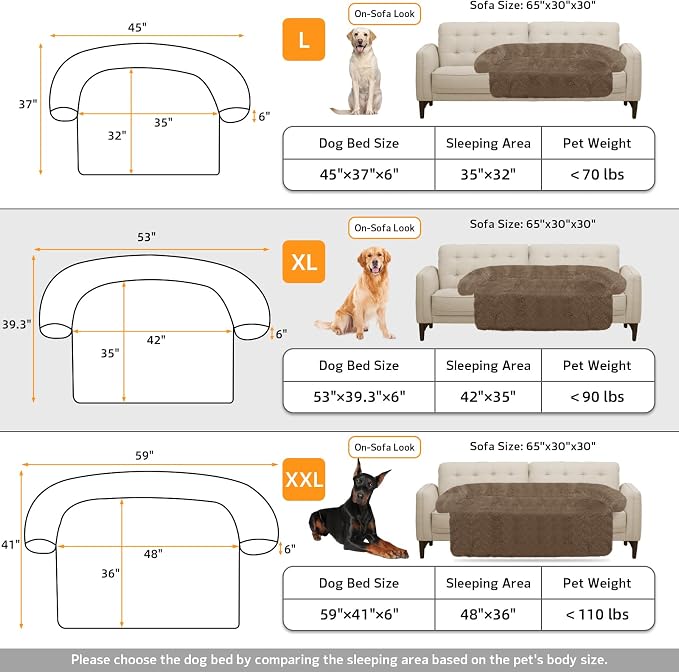 Calming Dog Bed Fluffy Plush Dog Mat for Furniture Protector with Removable Washable Cover for Large Medium Small Dogs and Cats (Extra Large (53x39.3x6), Camel) - Image 5