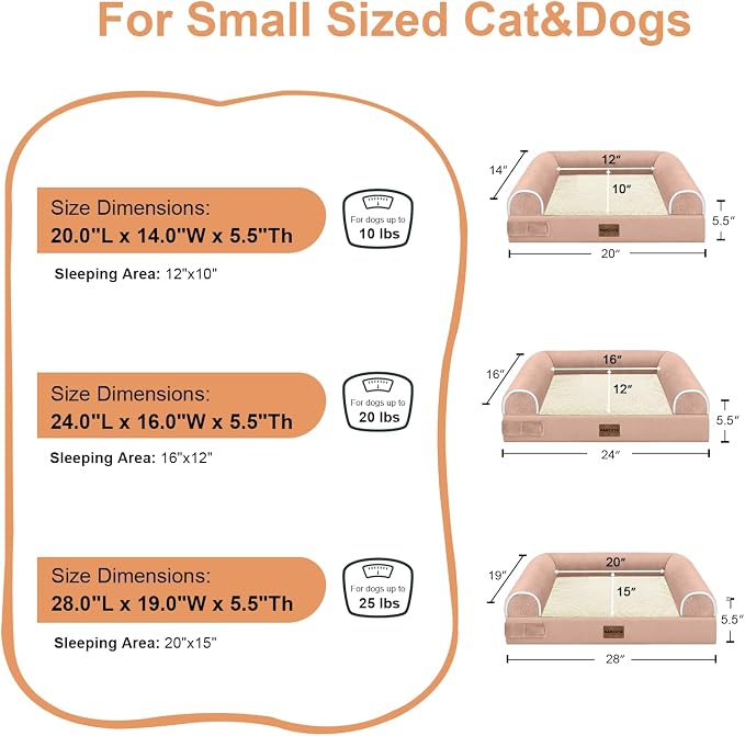 NANUYA Orthopedic Dog Bed for Small Dogs, 20 x 14 Inch, Pink | Egg crate foam for joint support, 3-sided bolster pet sofa, waterproof lining, washable cover, and non-skid base - Image 6