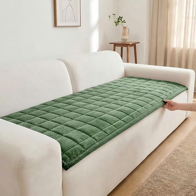 Couch Cover for Dogs Non-Slip Pet Couch Cover for Sofa Plush Protector | Non-Slip Backing, Machine Washable, Pet Friendly, Pet Hair & Scratch Protection, Sofa Cushion Protector(Green, 27.6"×27.6") by WeavingComfortHome