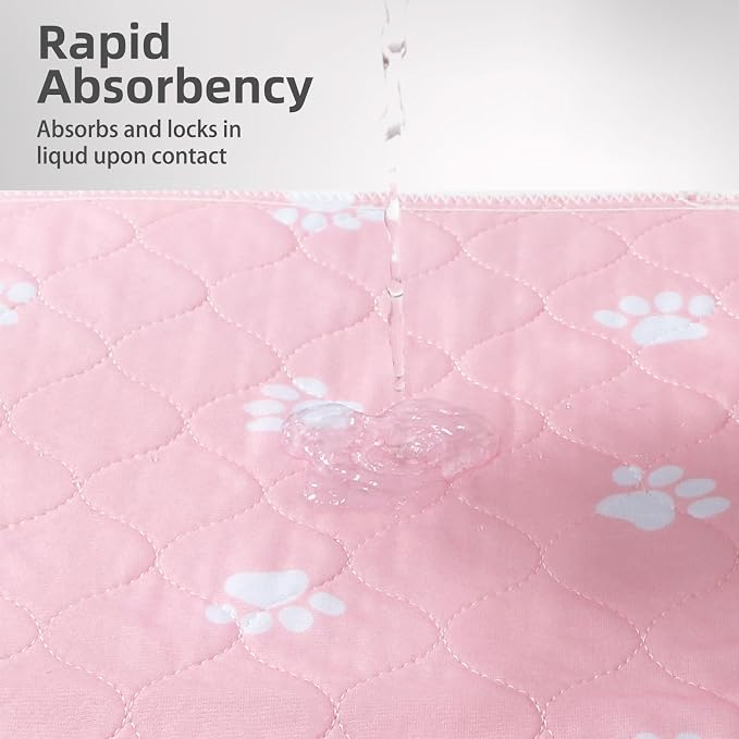 PUPTECK Washable Pee Pads for Dogs Dog Training Pads 2 Pack Pink 34x36 in | Reusable Puppy Potty Training Pads Whelping Mat Pet Food Feeding Mat Leakproof Fast Absorption Non-Slip for Couch, Crate - Image 7