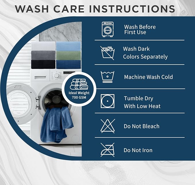Extra Large Bath Sheet Set of 4,Ultra Soft Fluffy Towel,35”x 70”Oversized Bath Towel Set,Premium Microfiber Bathroom Towel Set Highly Absorbent Quick Dry Shower Towel for Bathroom,Hotel,Spa (Navy) - Image 7