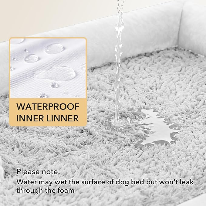 Waterproof Orthopedic Dog Bed for Large Dogs, 36x27in, Grey White | Orthopedic Foam Relieves Joint Pressure, Bolsters Supports Head And Neck, Washable Cover, Non-Slip Bottom - Image 4