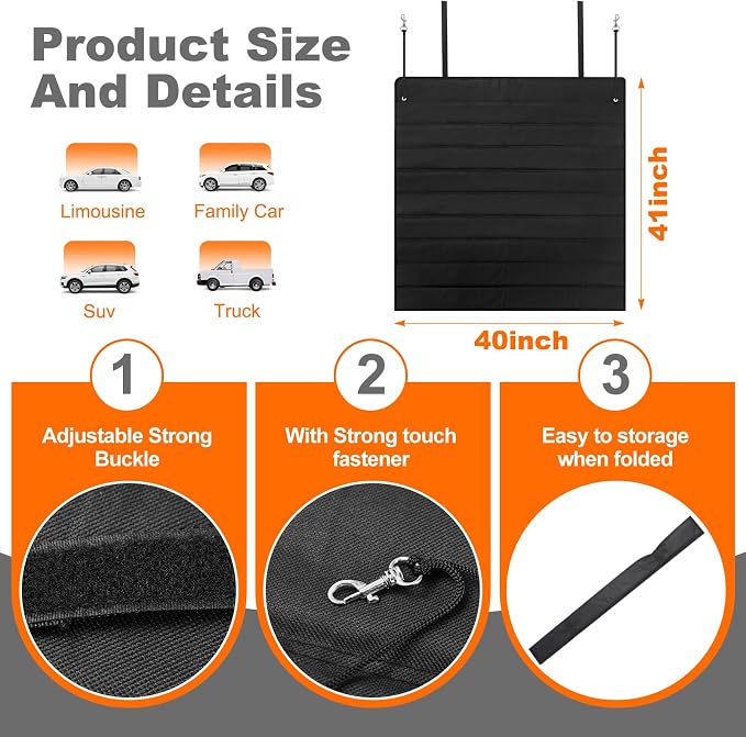 Tinideya Large Rear Bumper Protector for Cars 41 x 40 Inch Bumper Guard Foldable Protective Mat Dog Blanket Cargo Liner Preventing Scratches While Unloading and Loading for SUV Van Truck Vehicle - Image 2