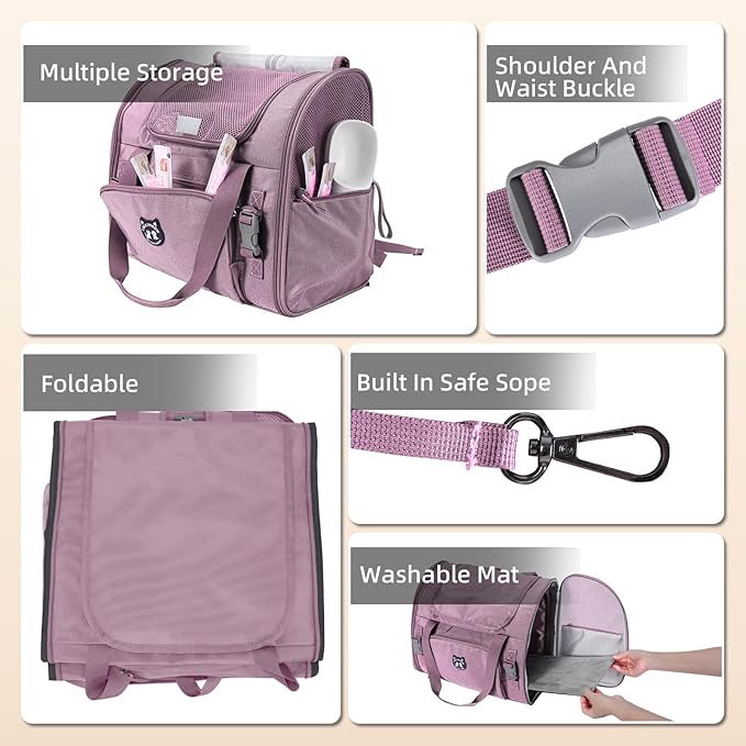 Lollimeow Expandable Cat Carrier Backpack for Large Cats - Airline Approved Pet Carrier Backpack for Small Dogs, Hiking & Travel, Waterproof with Breathable Mesh, 14lbs Capacity (Plum, Standard)