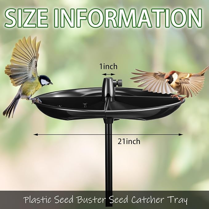Geelin 21'' Plastic Bird Seed Catcher Tray for 1'' Outdoor Pole Feeders, Removable Bird Seed Catcher Tray for Hummingbird Bee Feeders Outdoors, Backyard, Garden, Not Included Pole - Image 2
