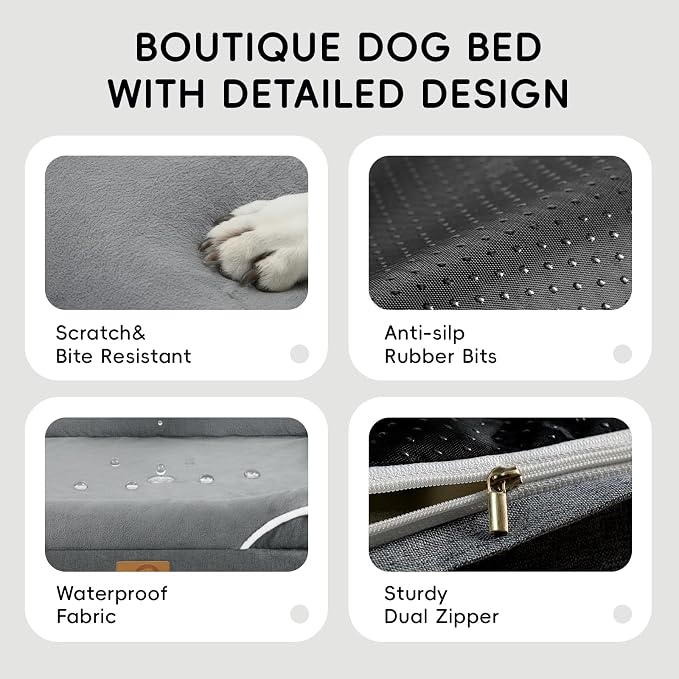 HOMEMATE Dog Bed for Extra Large Dog: 48x35 inch Orthopedic Large Dogs Bed XXL Outdoor Pet Cat Bed Sofa Supplies with Toy Dogs Crate Pad Couch with Removable Washable Cover & Non-Slip Botton Dark Grey | Large Dogs Bed with Non-Slip Botton & Removable W... - Image 6