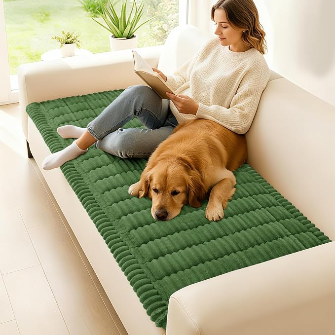 hyha Couch Cover for Dogs, Washable Non Slip Plush Flannel Sofa Protector | Thick Flannel, Silicone Anti-Slip Backing, Pet Hair & Scratch Protection, Fits Sofa & Loveseat (2 Pack 20" x 24") - Image 2