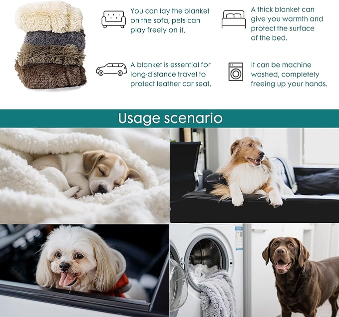 gogobunny Waterproof Dog Blanket for Couch & Furniture Protection - Super Soft Reversible Throw for Large Dogs & Cats, Calming Washable Fur & Sherpa Pet Blanket (60x80 Inch, Cream) - Image 5