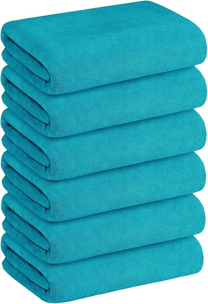 JML Microfiber Bath Towels, Teal, 30" x 60", Set of 6 | Soft, Absorbent, Quick Drying, Lint-Free, Fade Resistant, Use for Salon, Hair Wrap, Fitness, Sport, Yoga - Image 2