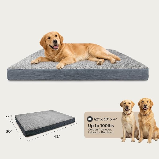 Sytopia 42" Indestructible Dog Bed for Extra Large Dogs – Chew-Proof Pet Mat with Double-Sided Plush & Waterproof Liner, Tough Crate Mat with Egg-Crate Foam Support, Indoor & Outdoor，Grey - Image 5