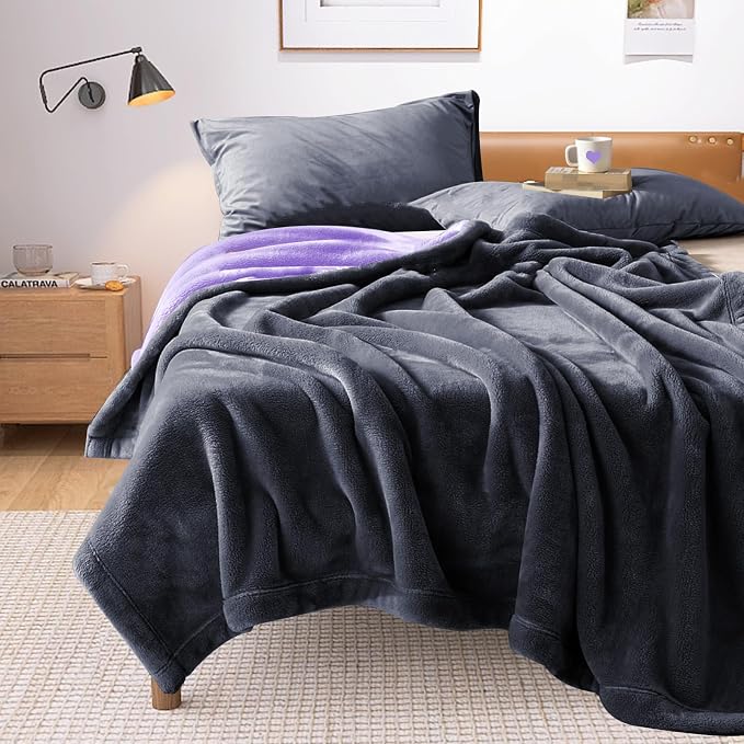 YISURE Waterproof Reversible Blanket for Bed King Size, 90"x80", Stain Proof Leakproof Bed Cover, Washable, Reusable, Protects Beds & Furniture from Spills, Stains & Splashes (Grey/Violet) | Large QueenSize Water Proof Reversible Intimacy blanket Bed C... by YISURE