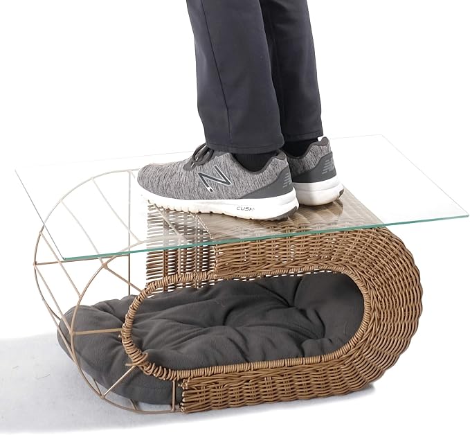 Fun Stackable Wicker Cat Hideaway House - Interactive Play Rattan Cat House for Indoor Cats Kitty, Pet Friendly Top/Side House Entry, Cat Bed Enclosed - Image 4