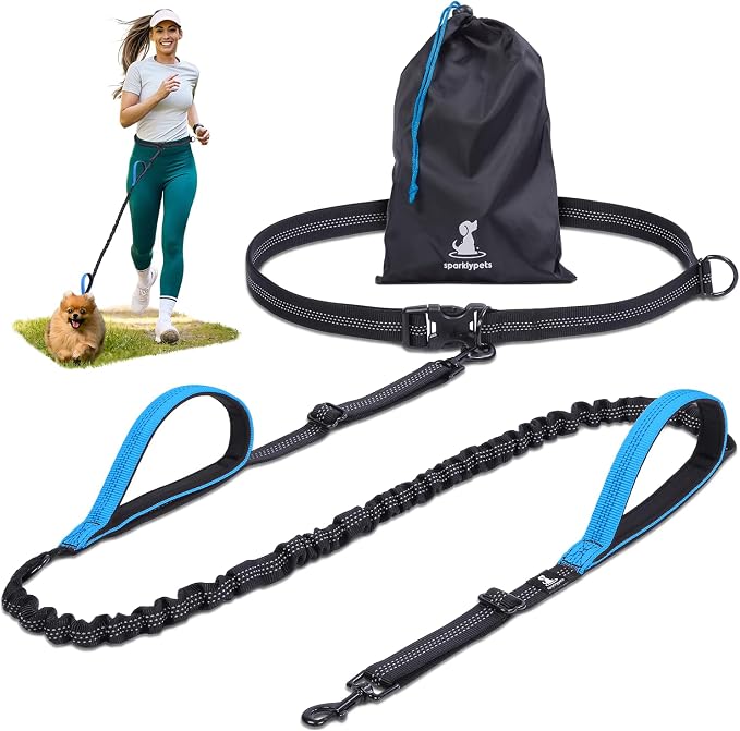 SparklyPets - Hands Free Dog Leash with Reflective Stitches - Waist Leash for Dog Walking, Hiking, Training, Jogging, Canicross, Running - for Small Dogs by SparklyPets