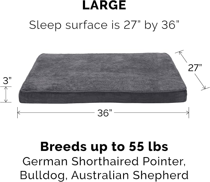 Furhaven Orthopedic Dog Bed for Large/Medium Dogs w/ Removable Washable Cover, For Dogs Up to 55 lbs - Terry & Suede Mattress - Gray, Large - Image 2