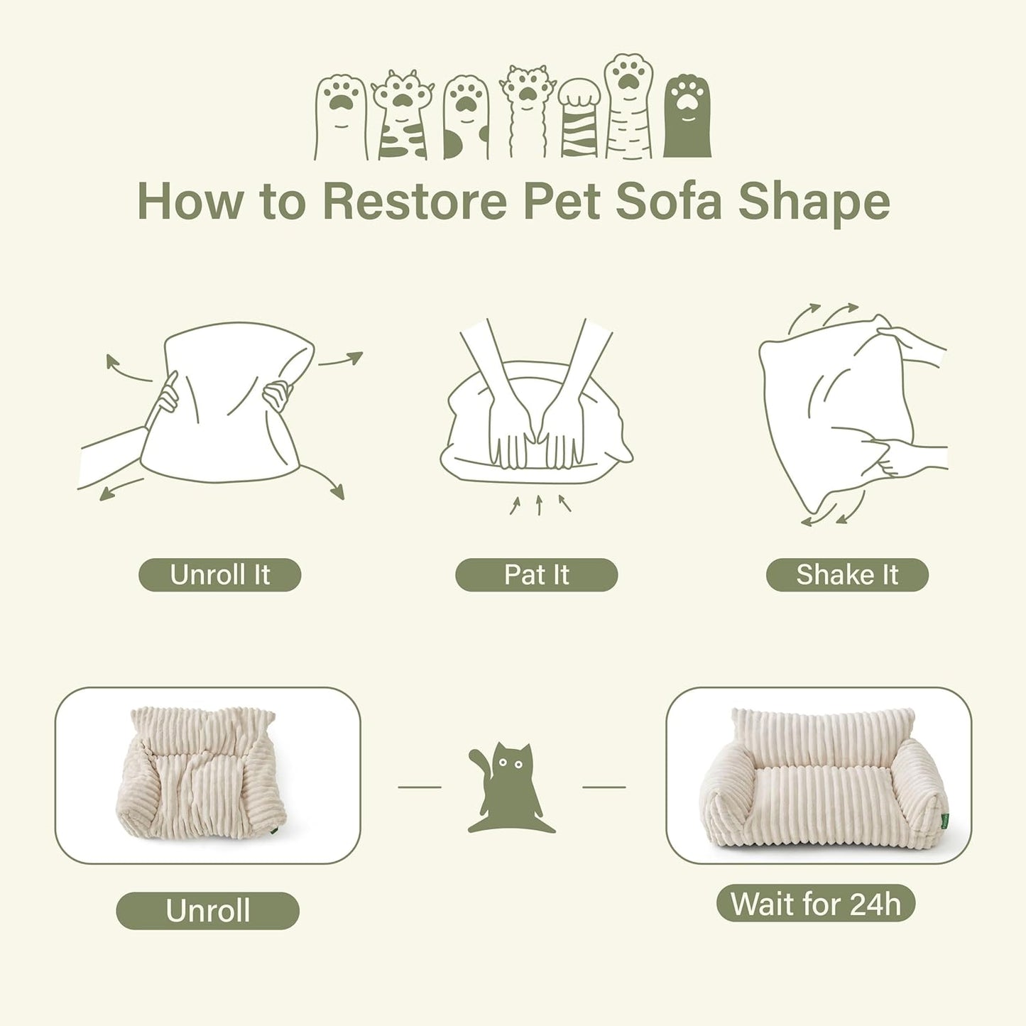 Cute Couch Bed for Pets, Supportive Cat Sofa for Indoor Cats, Medium Dog Sofa Bed for Medium Dogs, Brown, 30 inches