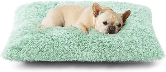 EHEYCIGA Fluffy Dog Crate Bed for Medium Dogs, Plush Crate Pad, Apple Green | Calming Anti Anxiety Medium Dog Bed, Washable Soft Warm Faux Fur Crate Mat with Non-Slip Bottom by EHEYCIGA