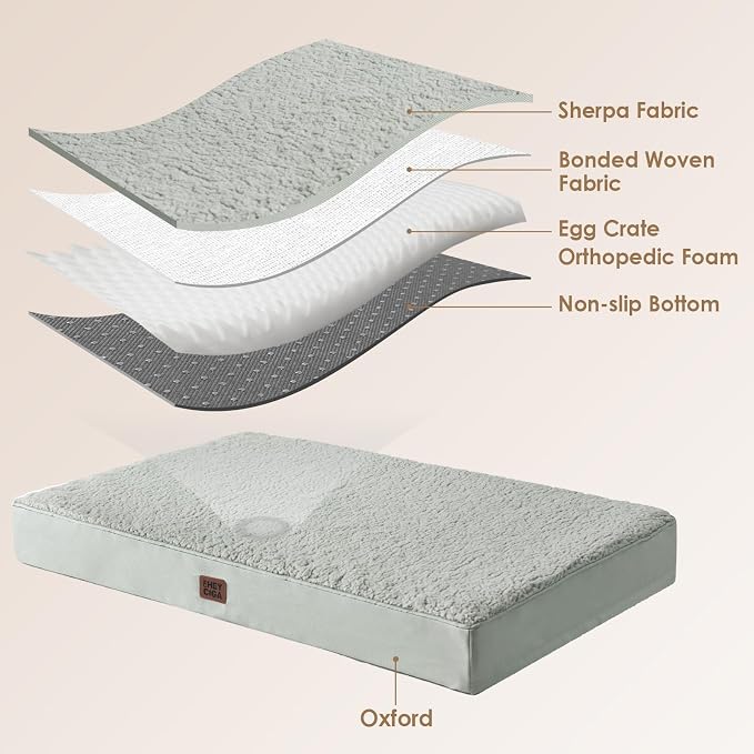 EHEYCIGA Orthopedic Dog Bed Large with Removable Washable Cover, 35x23 | Egg Crate Foam Support, Durable Oxford fabric, Non-Slip Bottom, Machine Washable, Soft Waterproof Plush Pet Bed Mat For Crate - Image 4