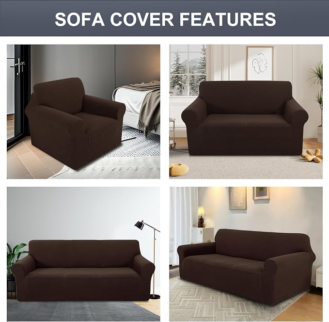 Stretch Couch Covers for Sofa Washable, Large, Chocolate | 3seat sofa covers for 3 cushion couch, Furniture Protector Couch Slipcover cubre sillones para sala for Kids, Dogs - Image 7