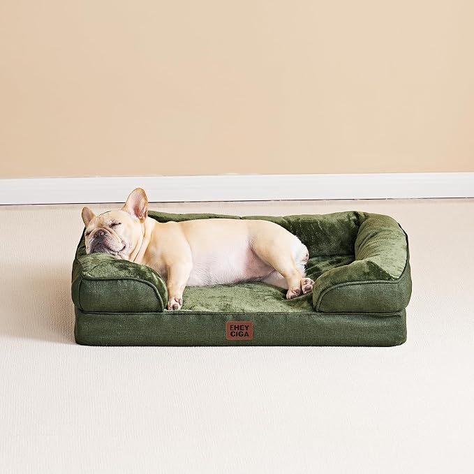 EHEYCIGA Orthopedic Dog Beds for Large Dogs, Waterproof Memory Foam Large Dog Bed with Sides, Non-Slip Bottom and Egg-Crate Foam Pet Couch Bed with Washable Removable Cover, Dark Green | Non-Slip Bottom and Egg-Crate Memory Foam XL Dog Couch Bed with W... - Image 8