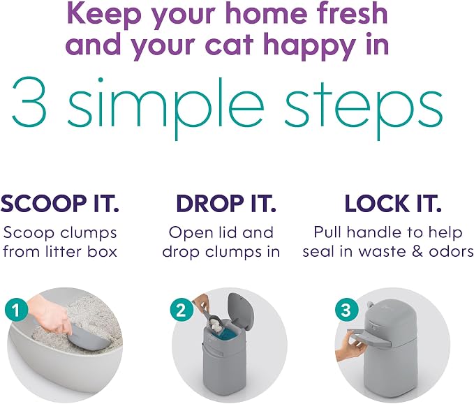 Bundle of Litter Genie Easy Roll Pail & Refill | Cat Litter Box Waste Disposal System for Odor Control with 2 Long Lasting Refills (24 Bags Each) - Image 6