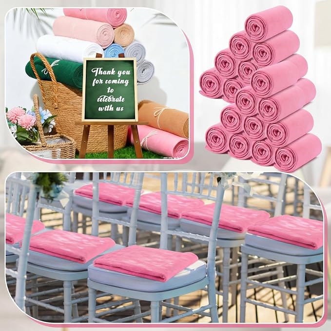 Newwiee 12 Pcs Bulk Fleece Throw Blankets 50'' x 60'' Oeko-tex Standard 100 Certified for Outdoor Wedding Guest Blankets Donation Homeless Sleepover Lap Pet Sofa, All Seasons Use (Pink) - Image 4
