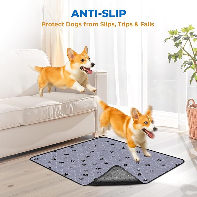 Fostanfly Washable Pee Pads for Dogs, Ultra-Absorbent, 63"x63"-2 Pack, Gray | Large Reusable Potty Training Pads, Leak-Proof, Non-Slip, Large Puppy Pads for Potty Training, Whelping, Crate and Playpen - Image 5