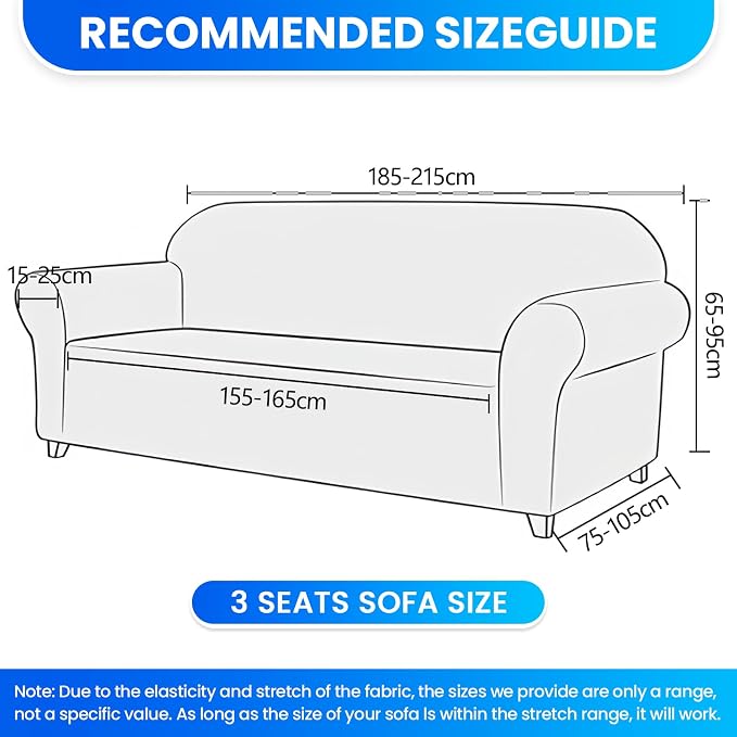 Stretch Sofa Cover Non-Slip Washable Furniture Protector | Stretch, 71"-91".Soft, Non Skid Foam, Elastic Bottom, Machine Washable, for Kids & Pets, Couch & Sofa, Light Coffee - Image 3