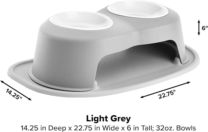 WeatherTech Double High Pet Feeding System w/Plastic Dog/Cat Bowls - 6" High Stand Light Grey (PDHC3206LGLG) - Image 4