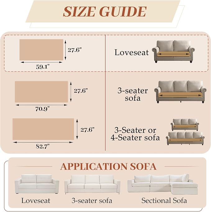 ALIECOM Sofa Cover Waterproof Couch Cover for Dogs Washable Velvet Sofa Slipcovers Loveseat Covers for 2 Cushion Couch Pet Friendly Non Slip Furniture Protector (Creamy White, 27.6" x 59.1") - Image 4