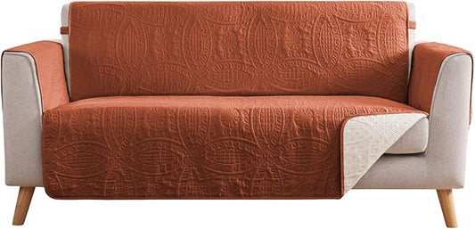 Orange Loveseat Covers for 2 Cushion Couch, Water-Repellent Sofa Slipcover for Love Seat, Machine Washable Quilted Couch Covers, Pet Friendly Sofa Cover (Loveseat 56", Burnt Orange) by Pamhaven
