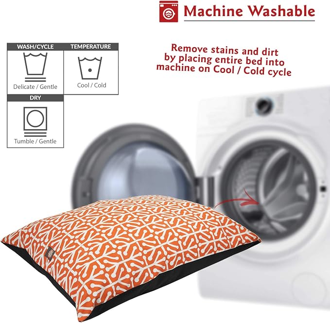 Majestic Pet Rectangle Medium Dog Bed Washable – Non Slip Comfy Pet Bed – Dog Crate Bed Super Value Pillow Dog Bed – Dog Kennel Bed for Sleeping - Dog Bed Medium Breed 35 x 28 Inch – Aruba Orange - Image 5