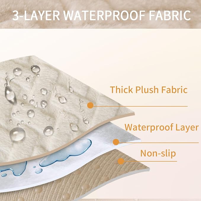 Waterproof Dog Bed Cover Non Slip Couch Cover for Dogs Washable Soft Faux Fur Sofa Cover Couch Covers for 3 Cushion Couch Sofa Pet Friendly (Off White, 34x74（1pc）) - Image 5