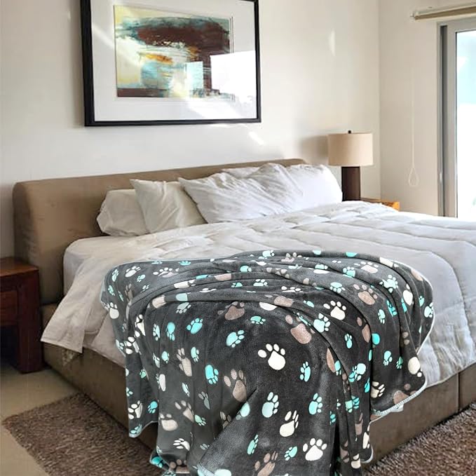 Dog Blankets for Large Dogs, 3 Pcs Dog Blanket Washable, Soft Fluffy Flannel Pet Blanket Mat Cover for Bed Couch, Cute Print Puppy Blanket 60" x 50" - Image 4