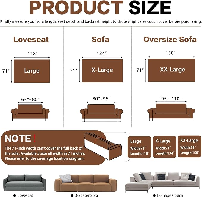 DREAMINGO Boho Couch Cover Sofa Covers for 3 Cushion Couch Jacquard Chenille Couch Cover Blanket Living Room Pet Furniture Protector Sectional Couch Covers for Dogs Washable, Brown, 71"x150" - Image 2