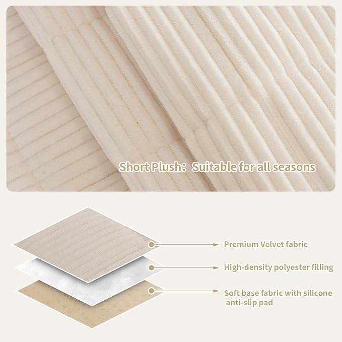Dog Couch Cover for Sofas, Pet Couch Cover Washable, Funny Fuzzy Plush Sofa Covers for Dogs, Non Slip Sofa Covers, Sofa Pad Furniture Protector for L Shaped(1PC, Beige White, 27.5"x 59") - Image 3