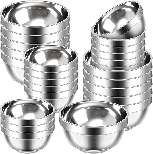 Mimorou 20 Pack 304 Stainless Steel Bowls Set 13oz 20oz Metal Double Walled Insulated Snack Mixing Lightweight Multipurpose Toddler Dinner Bowls for Ice Cream, Cereal, Snack by Mimorou