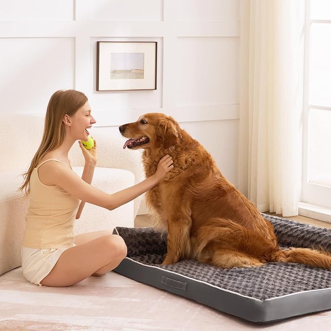 Dog Bed Large Sized Dogs, Orthopedic Dog Bed for Large Dogs, Waterproof Pet Bed with Washable Removable Cover, L-Shaped Pet Couch with Portable Handle 36"x27"x6.5", Dark Grey - Image 7