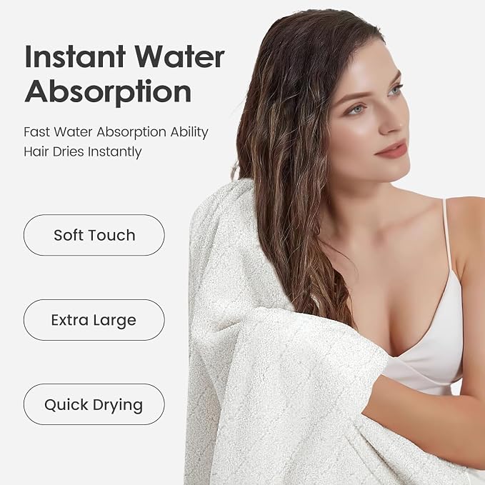 JML Microfiber Bath Towels Set of 2, 30 in x 60 in, White | Hanging Loop, Super Soft, Absorbent, Lint Free, Fade Resistant, Lightweight, Quick Dry, Use for SPA , Sauna, Salon Hair Wrap - Image 6