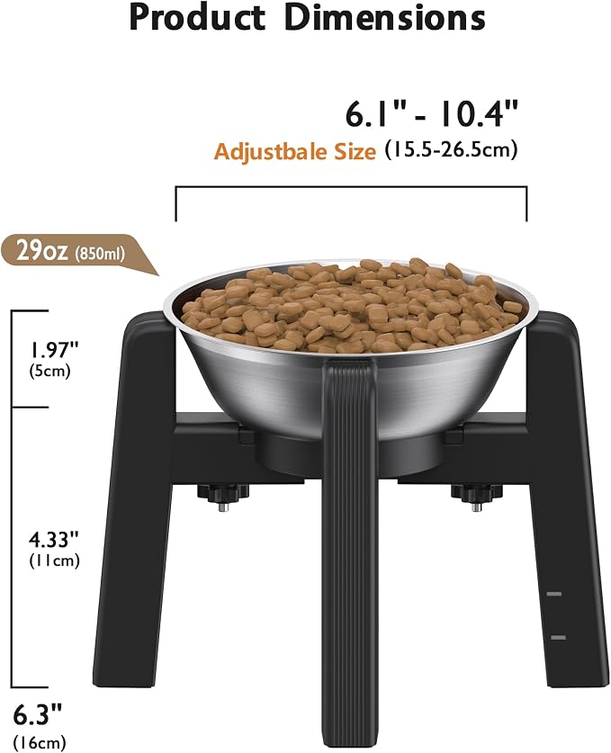 CZPET Dog Bowl Stand, 51 oz Large Capacity Stainless Steel Feeder (2 Pack) | Elevated Pet Water & Food Bowl for Medium Dogs, Stable and Anti-Slip Raised Bowl - Image 5