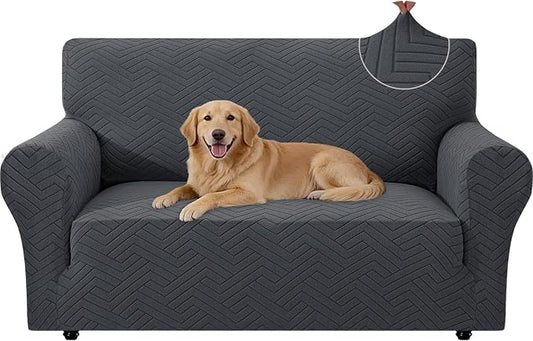 Stretch Sofa Cover Non-Slip Washable Furniture Protector | Stretch, 55"-69".Soft, Non Skid Foam, Elastic Bottom, Machine Washable, for Kids & Pets, Couch & Sofa, Dark Gray by YSTELLAA