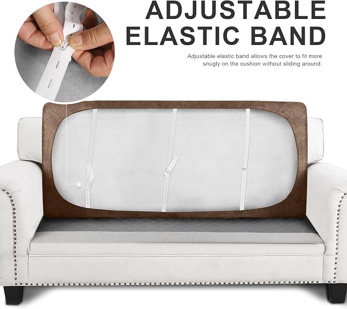 Leather Like Couch Cushion Covers Sofa Slipcovers Sets Couches Furniture Protector Covers for Sectional Armchair Loveseat Stretch Spandex Fabric, Machine Washable (1 Cushion Sofa, Light Brown) - Image 4