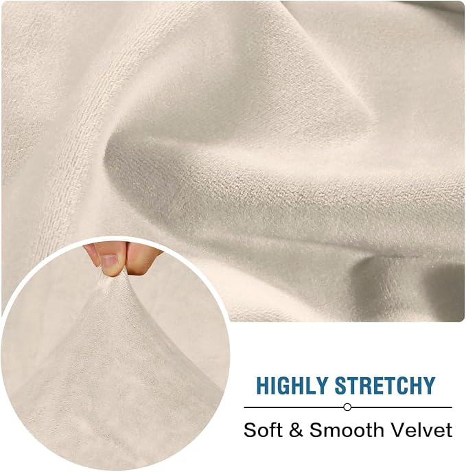 H.VERSAILTEX Velvet Stretch Individual Couch Cushion Cover Plush Slipcover for Loveseat Sofa Furniture Protector Seat Cover (1 Piece Loveseat Cushion Cover, Ivory) - Image 5
