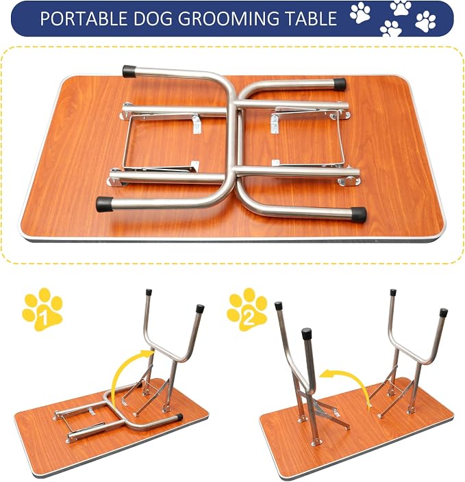 ROOMTEC 46" Dog Grooming Table,Foldable Home Pet Bathing Station with Adjustable Height Arm/Noose/Mesh Tray - Image 6