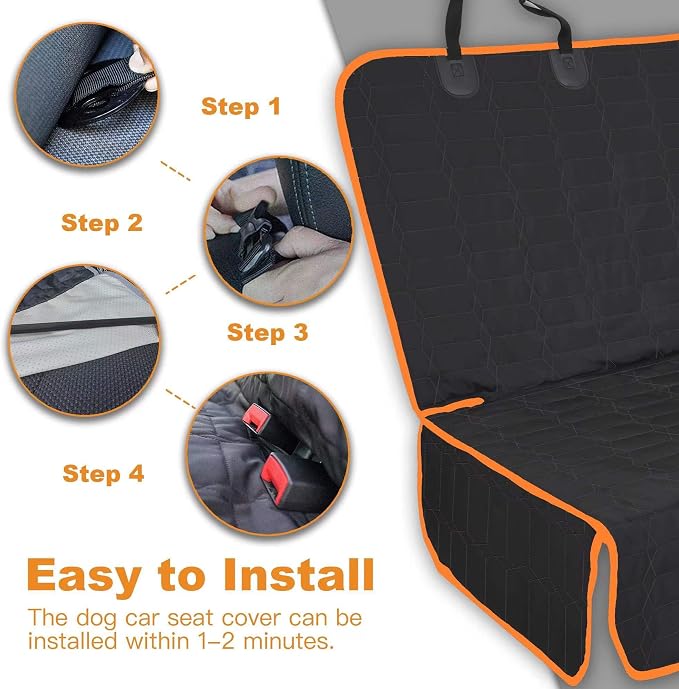 Reliadura Dog Car Seat Cover for Back Seat, Car Seat Covers for Pets, Nonslip Backseat Cover Protector, Washable Bench Seat Covers for Trucks & SUV - Image 2